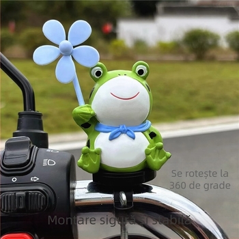 Ornament pentru bicicletă: broscuță desen animat cu vânt, motif libelulă de bambus, rășină