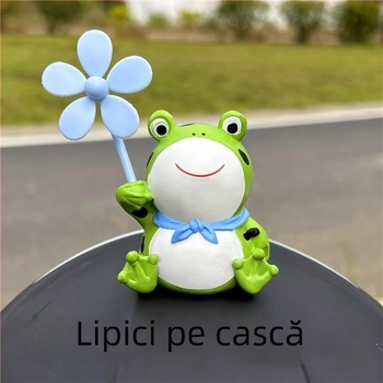 Ornament pentru bicicletă: broscuță desen animat cu vânt, motif libelulă de bambus, rășină