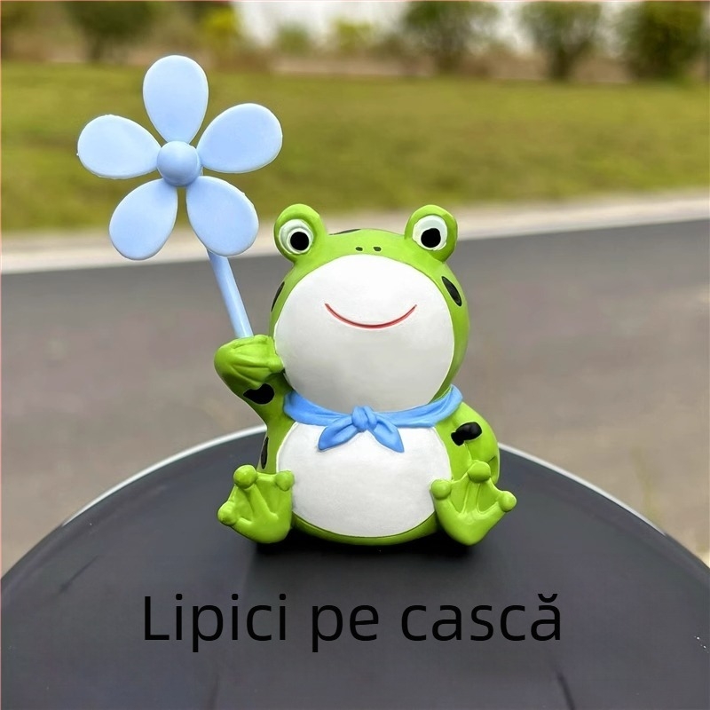 Ornament pentru bicicletă: broscuță desen animat cu vânt, motif libelulă de bambus, rășină