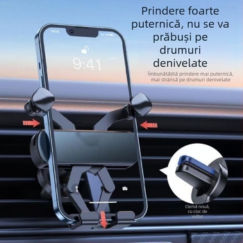 Suport universal pentru telefon în mașină pentru navigație, montaj prin gravitație pe ieșire de aer, atașament la orificiul de ventilație, personalizabil