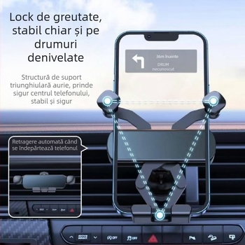 Suport universal pentru telefon în mașină pentru navigație, montaj prin gravitație pe ieșire de aer, atașament la orificiul de ventilație, personalizabil