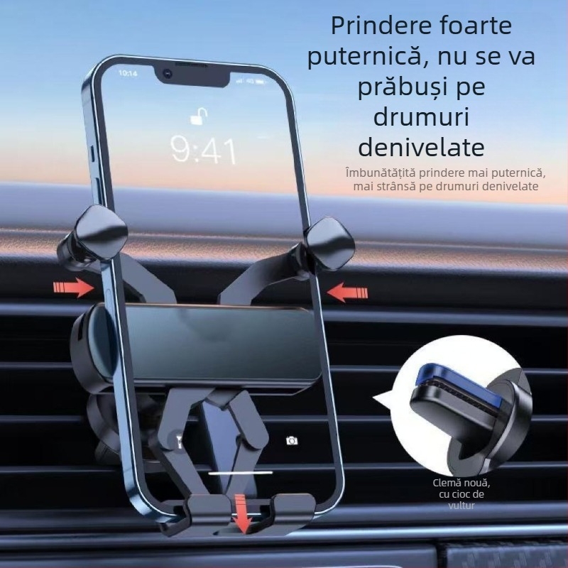 Suport universal pentru telefon în mașină pentru navigație, montaj prin gravitație pe ieșire de aer, atașament la orificiul de ventilație, personalizabil