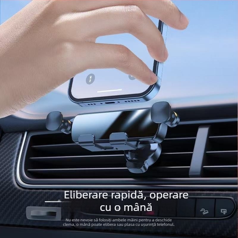 Suport universal pentru telefon în mașină pentru navigație, montaj prin gravitație pe ieșire de aer, atașament la orificiul de ventilație, personalizabil