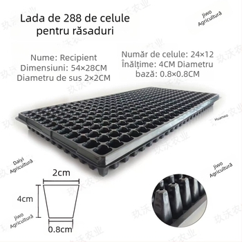 Tavă de răsaduri cu 288 de găuri, din plastic PET, tavă multifuncțională pentru răsaduri de legume și fructe
