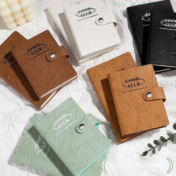 Caiet cu copertă din piele ecologică, legare cu adeziv, 100–200 pagini din hârtie din pulpă de lemn brut, stil simplu INS