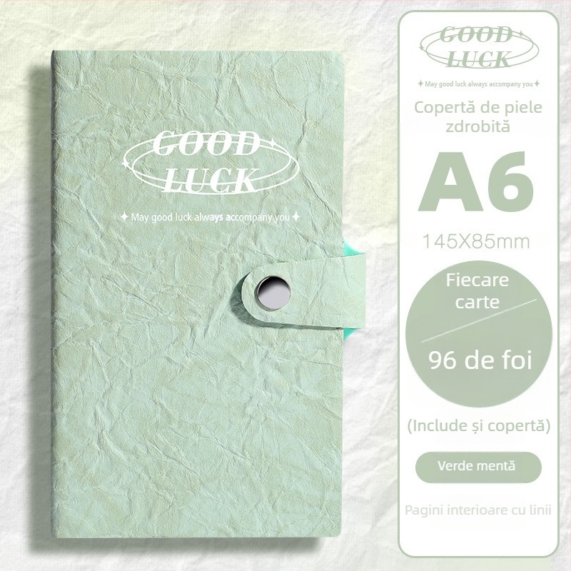 Caiet cu copertă din piele ecologică, legare cu adeziv, 100–200 pagini din hârtie din pulpă de lemn brut, stil simplu INS