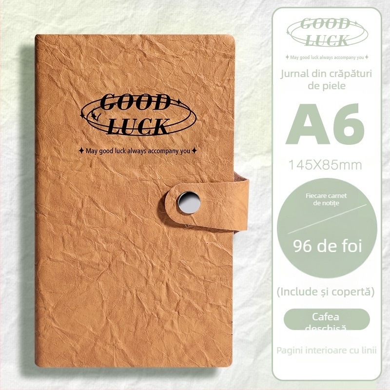 Caiet cu copertă din piele ecologică, legare cu adeziv, 100–200 pagini din hârtie din pulpă de lemn brut, stil simplu INS