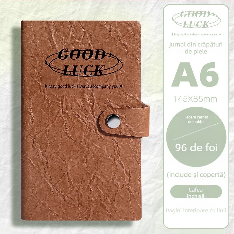 Caiet cu copertă din piele ecologică, legare cu adeziv, 100–200 pagini din hârtie din pulpă de lemn brut, stil simplu INS