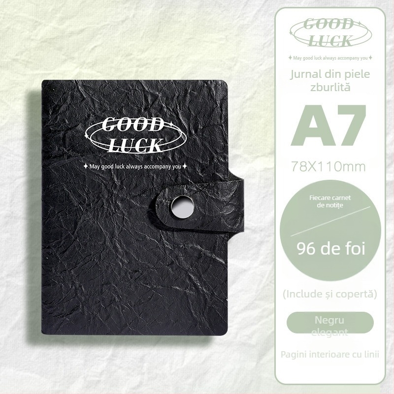 Caiet cu copertă din piele ecologică, legare cu adeziv, 100–200 pagini din hârtie din pulpă de lemn brut, stil simplu INS