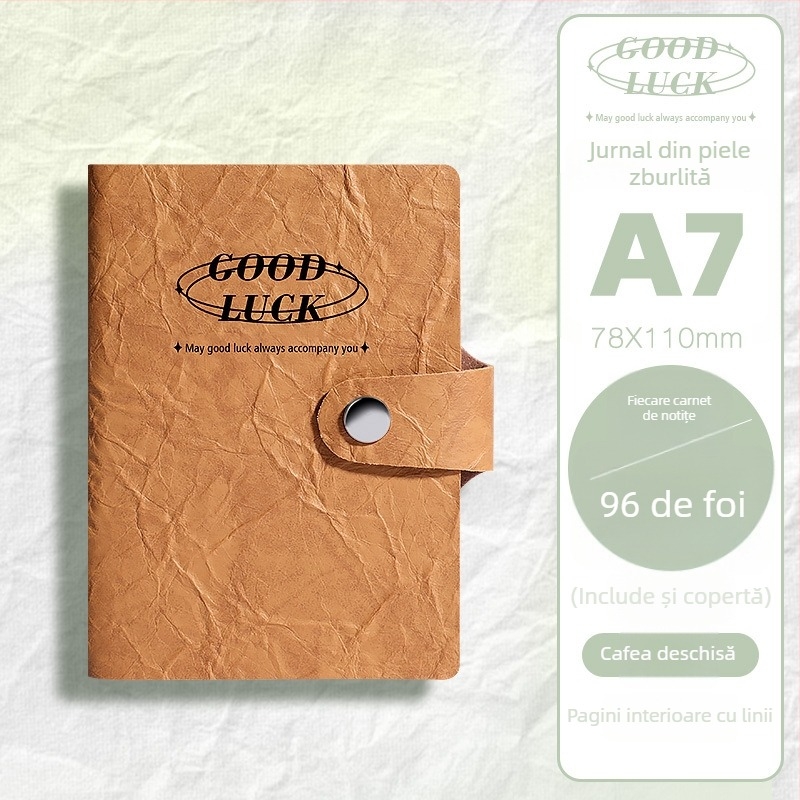 Caiet cu copertă din piele ecologică, legare cu adeziv, 100–200 pagini din hârtie din pulpă de lemn brut, stil simplu INS