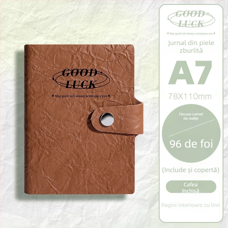 Caiet cu copertă din piele ecologică, legare cu adeziv, 100–200 pagini din hârtie din pulpă de lemn brut, stil simplu INS