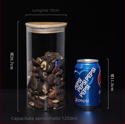 Vas de depozitare triunghiular din sticlă borosilicată, 501–800 ml, compatibil cu microunde, pentru cereale, ceai și bomboane
