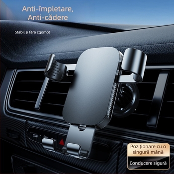 Suport auto pentru telefon din aliaj de aluminiu, cu montaj prin gravitație pentru ventilația aerului, compatibil cu navigație pe ecran mare