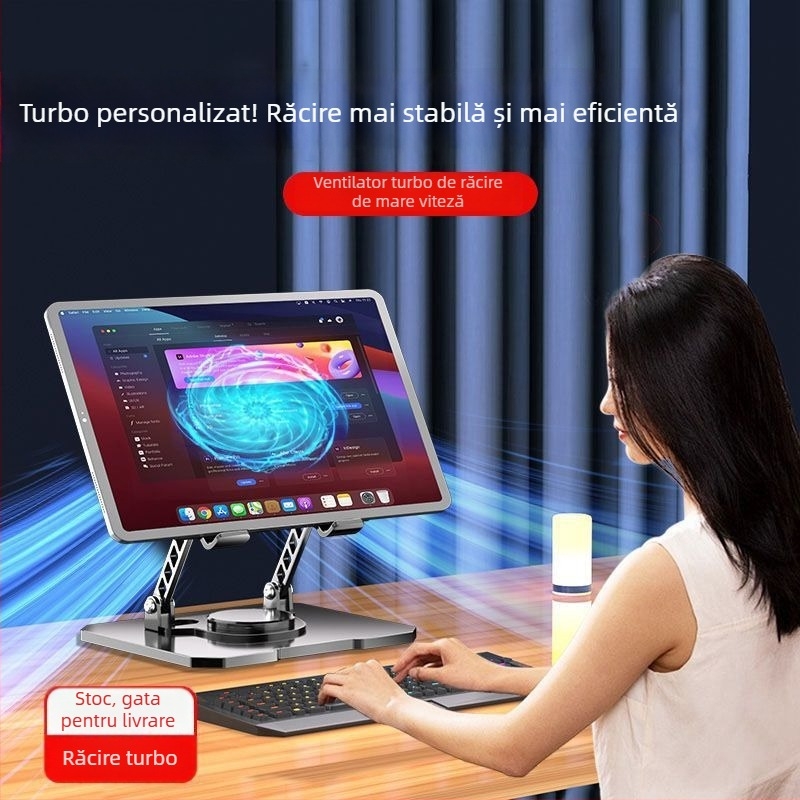 Suport de birou pentru telefon și tabletă, cu disipare a căldurii, rotire 360°, pliabil