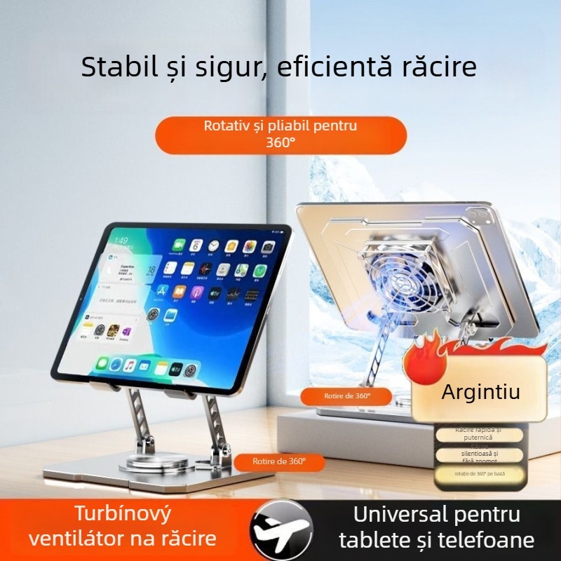 Suport de birou pentru telefon și tabletă, cu disipare a căldurii, rotire 360°, pliabil
