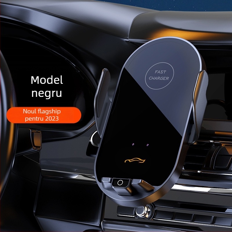 Suport auto pentru telefon cu încărcare wireless rapidă și senzor inteligent, prindere prin clipsare pe conducta de aer, 66W