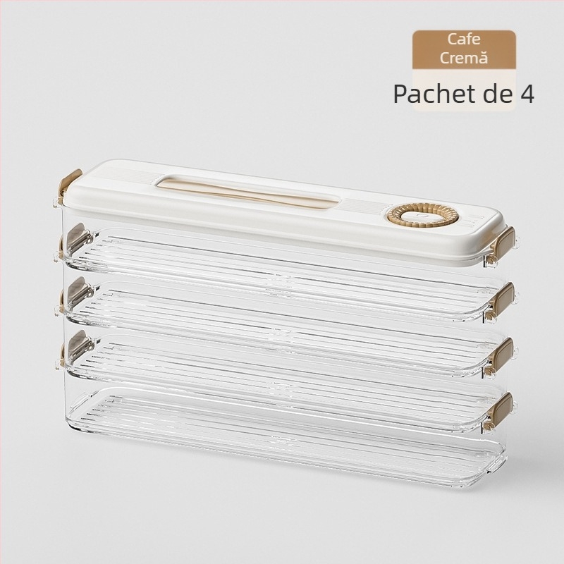 Cutie de depozitare pentru frigider, pentru gyoza și wonton, din plastic alimentar, menține prospețimea, design simplu