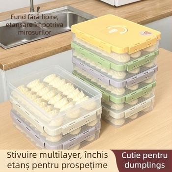 Cutie pentru colțunași, plastic, alimentară, sigilată, păstrează prospețimea, anti-aderent, compatibil cu congelatorul, Worthbuy