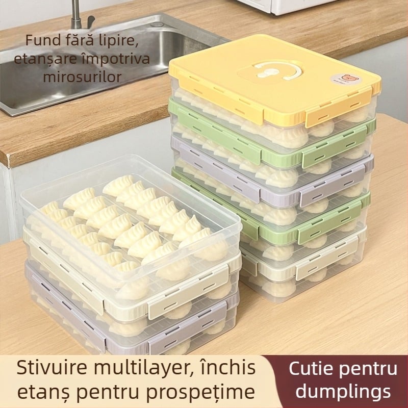 Cutie pentru colțunași, plastic, alimentară, sigilată, păstrează prospețimea, anti-aderent, compatibil cu congelatorul, Worthbuy