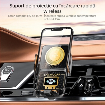 Suport auto pentru telefon cu 15W încărcare wireless rapidă, personalizare DIY, montaj universal pe conducta de aer, prindere Snap-on