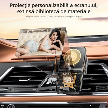 Suport auto pentru telefon cu 15W încărcare wireless rapidă, personalizare DIY, montaj universal pe conducta de aer, prindere Snap-on