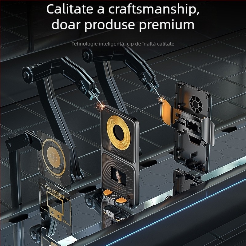 Suport auto pentru telefon cu 15W încărcare wireless rapidă, personalizare DIY, montaj universal pe conducta de aer, prindere Snap-on