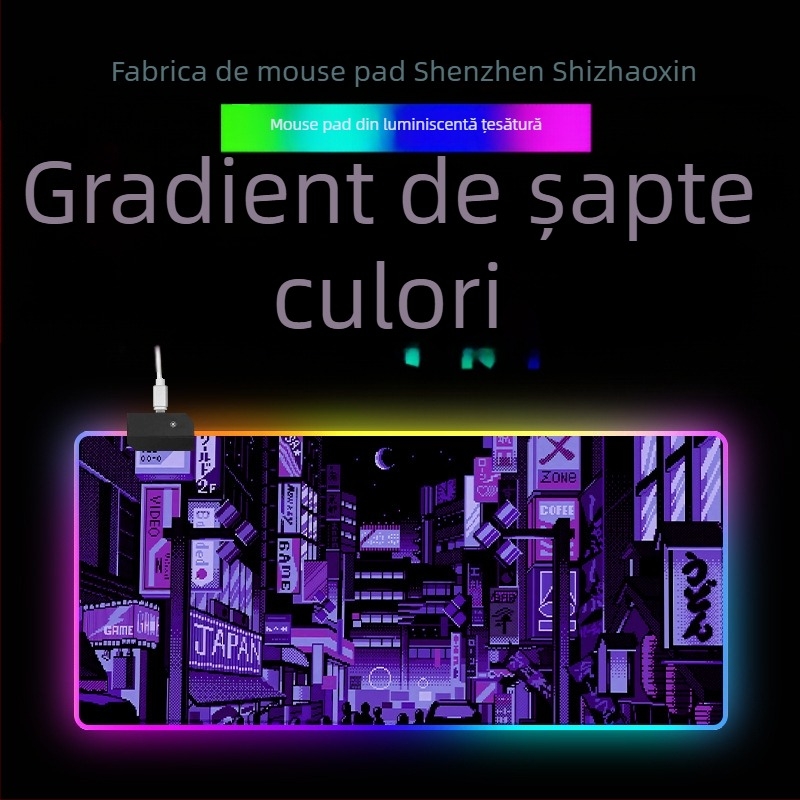Padă de masă RGB iluminat cu suport pentru încheietură, cauciuc+textil, transfer termic, imprimare logo disponibilă