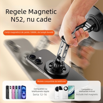 Suport de telefon magnetic pentru birou, metalic, rotativ, reglaj pe trei axe pentru streaming live și vizionarea videoclipurilor