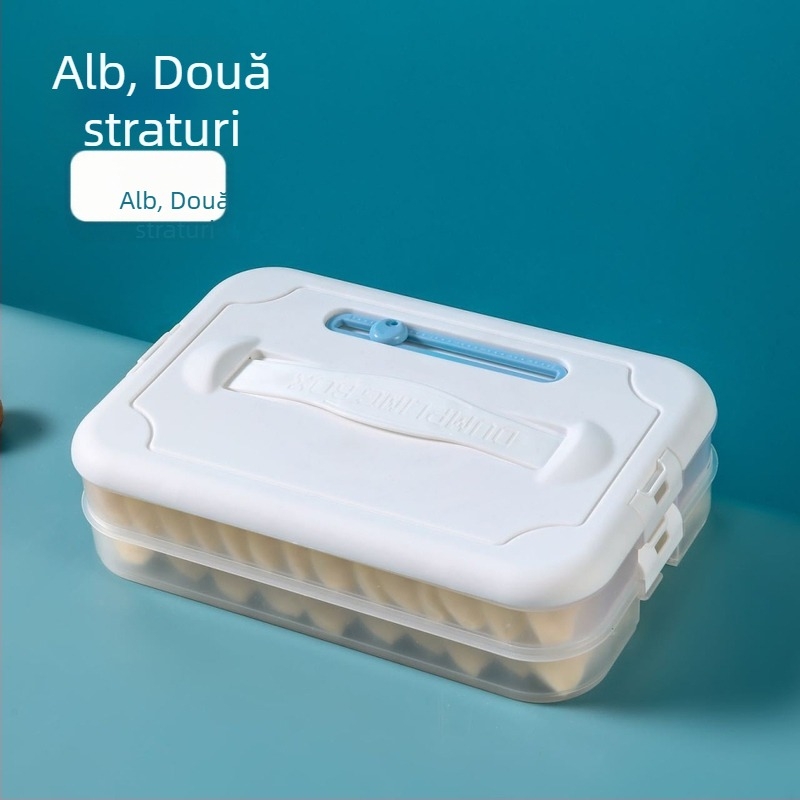 Cutie din plastic pentru depozitare găluște la congelator, cu tavă cu mai multe niveluri, Godsend, stil desen animat