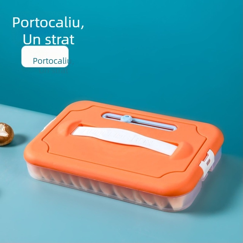 Cutie din plastic pentru depozitare găluște la congelator, cu tavă cu mai multe niveluri, Godsend, stil desen animat