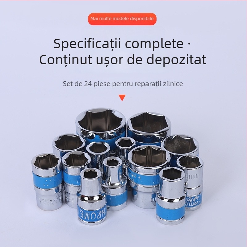 Set de 24 unelte pentru reparații auto, din oțel crom-vanadiu, marca Saint qin; trusă de chei auto în cutie; potrivit pentru întreținerea la domiciliu, autovehicul, motocicletă și bicicletă; reparații mecanice.