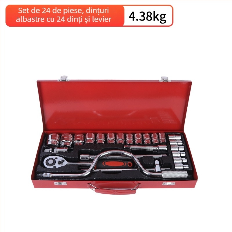 Set de 24 unelte pentru reparații auto, din oțel crom-vanadiu, marca Saint qin; trusă de chei auto în cutie; potrivit pentru întreținerea la domiciliu, autovehicul, motocicletă și bicicletă; reparații mecanice.