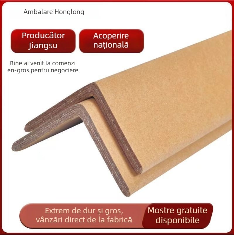 Protector de colț din hârtie în formă de L, hârtie kraft + tub tifon, presat, super tare, marca HL