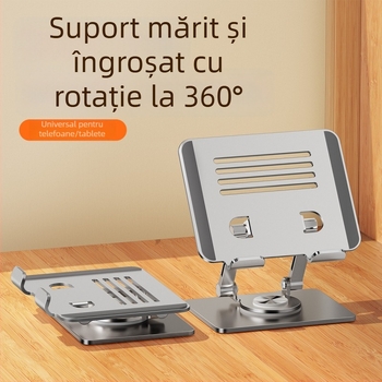 Suport din aluminiu pentru tabletă, cu rotire, reglare a înălțimii pe birou, pliabil și portabil, răcire pentru tablete