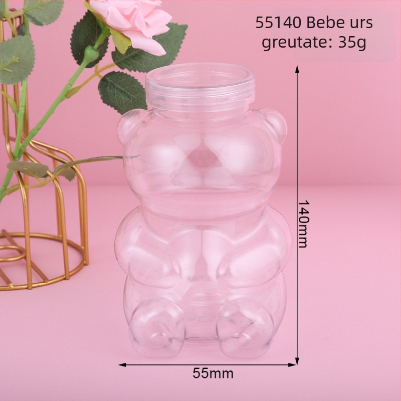 Sticlă PET transparentă pentru dorințe – dop din lemn, DIY, formă Stea, Ambalaj tip conservă, variante Robot, Elefant, Ursuleț, Cod articol 12/12/1, Origine Yiwu, China