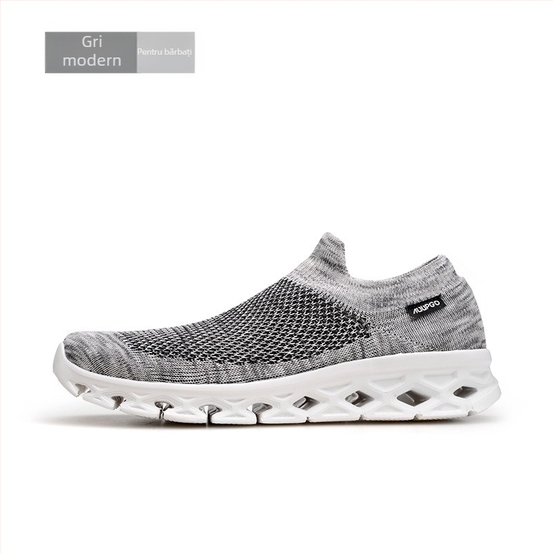 Pantofi sport tip șosetă din plasă, cu talpă EVA și talpă EVA — design joasă, slip-on pentru drumeții