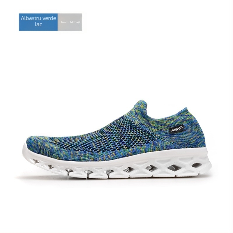 Pantofi sport tip șosetă din plasă, cu talpă EVA și talpă EVA — design joasă, slip-on pentru drumeții