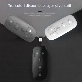 Pulley Bluetooth telecomandă pentru telefonul mobil cu fotografiere printr-un singur clic, like și derulare pagini – Type-C, baterie 300mAh, rază 10 m