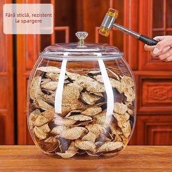 Container de depozitare din plastic, etanș pentru ceai și coji de mandarină uscate, transparent PET, cu capac, capacități de 6 L, 11 L și 18 L