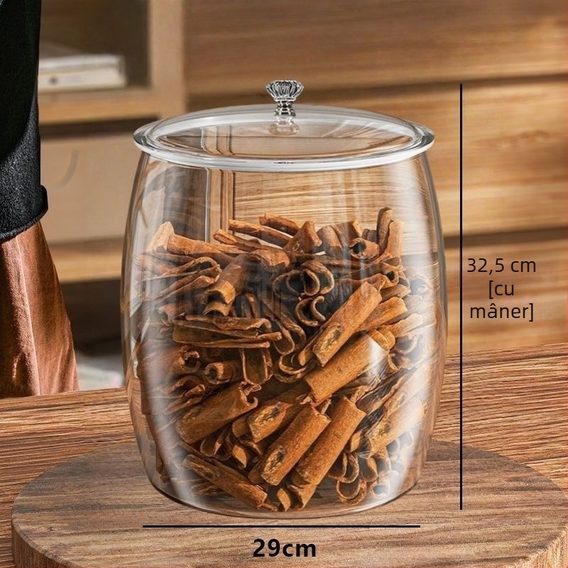 Container de depozitare din plastic, etanș pentru ceai și coji de mandarină uscate, transparent PET, cu capac, capacități de 6 L, 11 L și 18 L