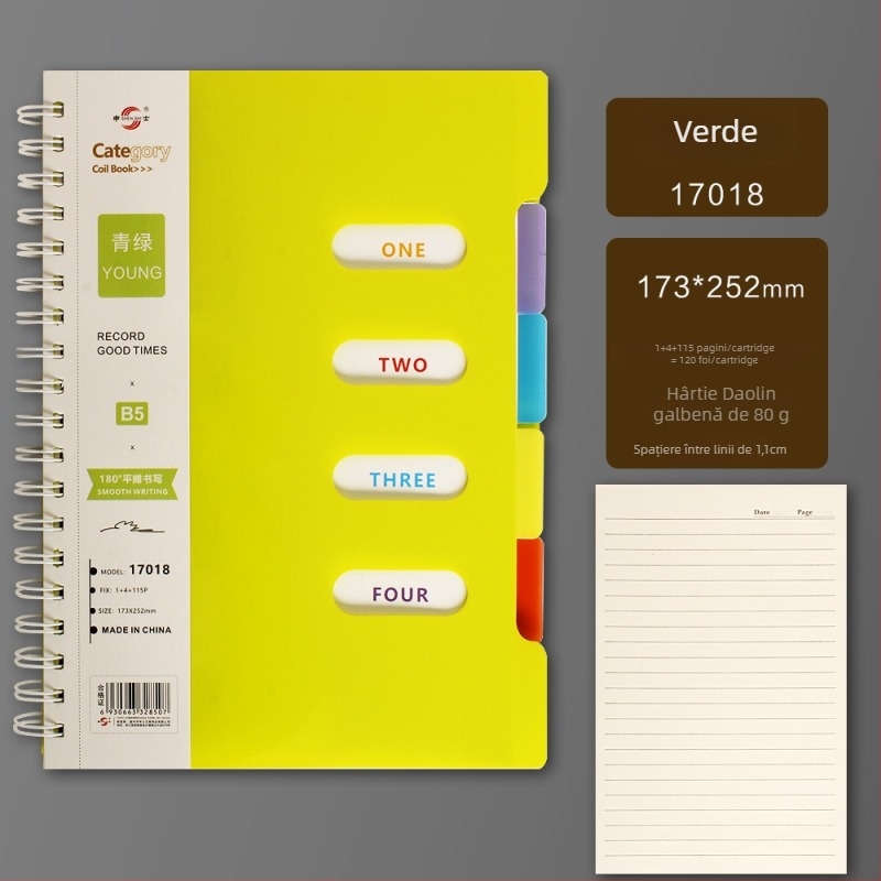 Jurnal de clasificare cu spirală îngroșată și separatoare de pagini – cadou pentru colegi de clasă