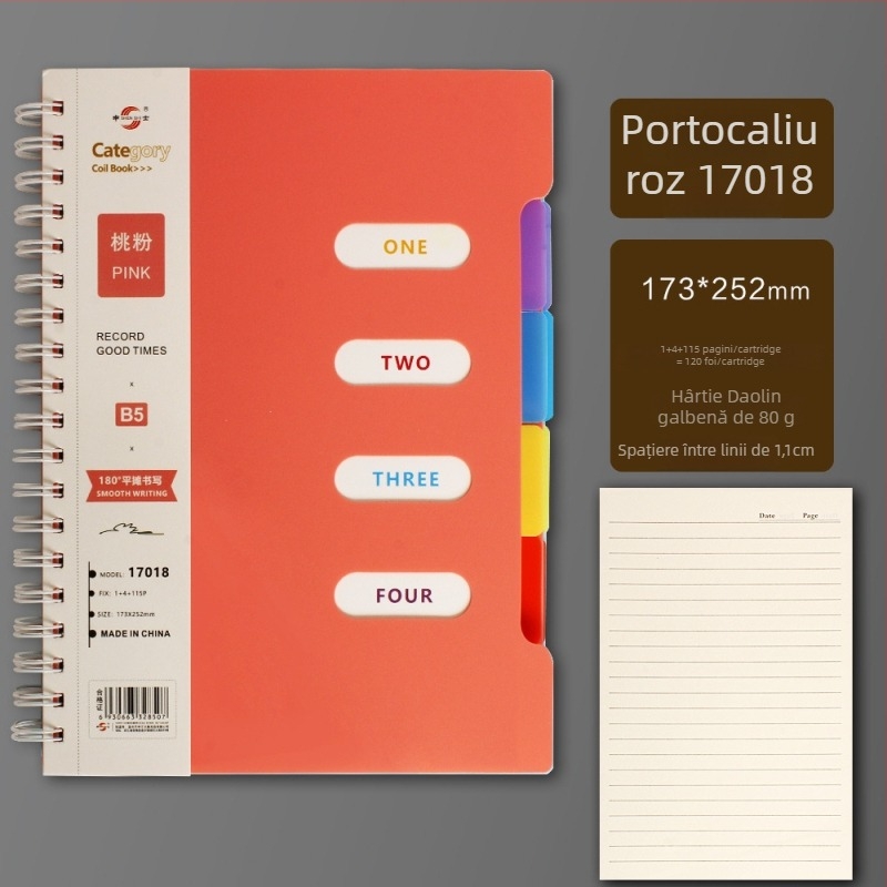 Jurnal de clasificare cu spirală îngroșată și separatoare de pagini – cadou pentru colegi de clasă