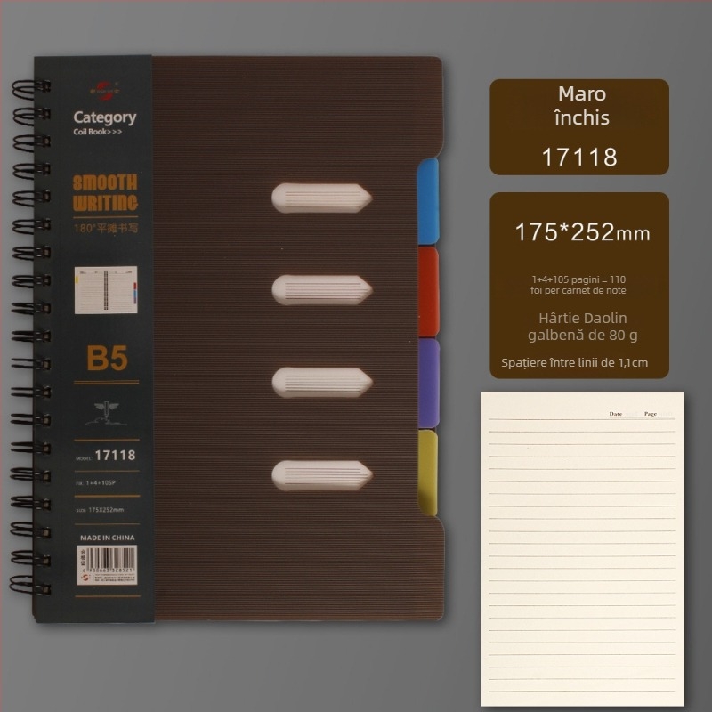 Jurnal de clasificare cu spirală îngroșată și separatoare de pagini – cadou pentru colegi de clasă