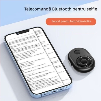Telecomandă Bluetooth portabilă pentru telefon cu modul selfie, declanșator, derulare video și funcție Like