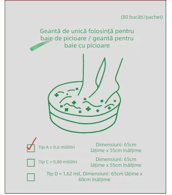 Ubag Geantă pentru înmuiat picioarele – plastic, reciclată, 99% material pur, fără logo, pentru baie cu picioare