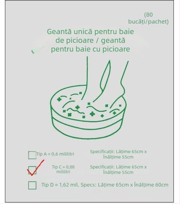 Ubag Geantă pentru înmuiat picioarele – plastic, reciclată, 99% material pur, fără logo, pentru baie cu picioare