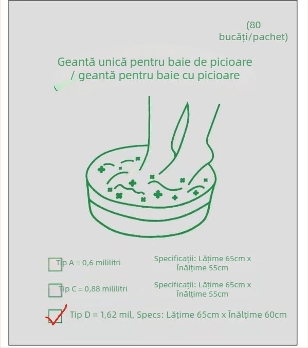 Ubag Geantă pentru înmuiat picioarele – plastic, reciclată, 99% material pur, fără logo, pentru baie cu picioare