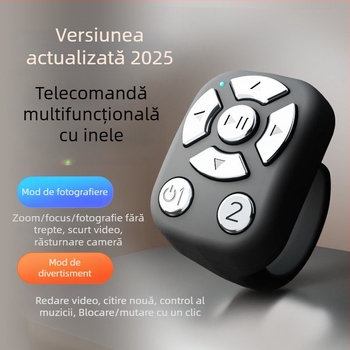 Inel Bluetooth pentru selfie și zoom la cameră, model J6PRO, corp ABS, baterie 40mAh, rază wireless 10 m, interfață Micro