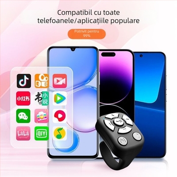 Inel Bluetooth pentru selfie și zoom la cameră, model J6PRO, corp ABS, baterie 40mAh, rază wireless 10 m, interfață Micro