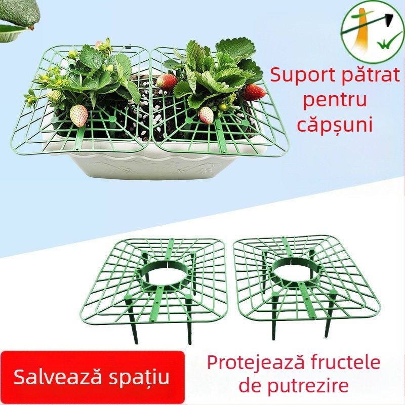 Suport pentru ghivece din plastic cu tavă pătrată – ramă pentru plante, susținere și protecție anti-cădere